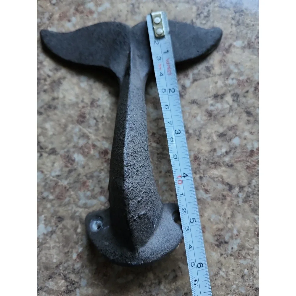 Cast Iron Whale Tail Wall Hook Nautical Bathroom Door Towel Coat Hanger 5.5